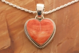 Artie Yellowhorse Genuine Spiny Oyster Shell Sterling Silver Heart Pendant